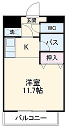 URBAN　STAGE　SHAMROCK 3階ワンルームの間取り