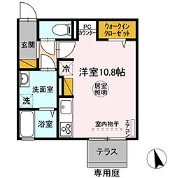ニーナサクレ 1階ワンルームの間取り