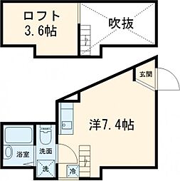 グランツ東武練馬 2階ワンルームの間取り