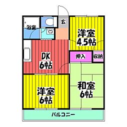 煌壱番館 3DKの間取図画像