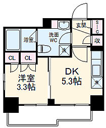 東急東横線 新丸子駅 徒歩3分の賃貸マンション 6階1DKの間取り