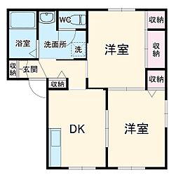 エムロードTOMI　C 1階2DKの間取り