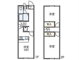 レオパレスたたら 1階2DKの間取り