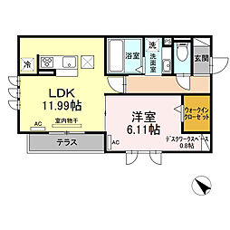 シティシャルム 1階1LDKの間取り
