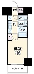 名古屋市営鶴舞線 浅間町駅 徒歩5分の賃貸マンション 12階1Kの間取り