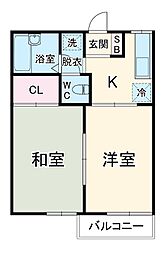アーバンフラッツ 1階2Kの間取り