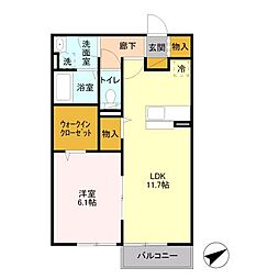 レジデンス北荒川沖 2階1LDKの間取り