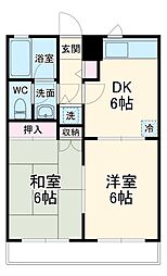 グリーンパレス 3階2DKの間取り