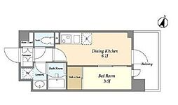 東急東横線 都立大学駅 徒歩4分の賃貸マンション 3階1DKの間取り