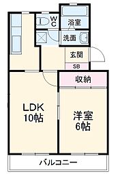 豊橋鉄道渥美線 愛知大学前駅 徒歩29分の賃貸マンション 2階1LDKの間取り