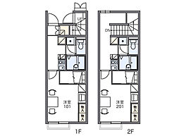 レオパレスグリーンハイツ朝日 1Kの間取図画像
