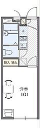 レオパレスヒルズ本郷町 2階1Kの間取り