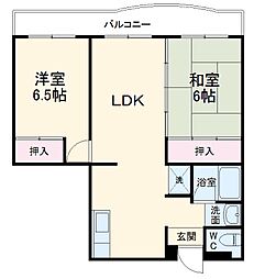イトーハイツ 3階2LDKの間取り
