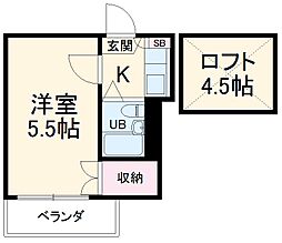 京成松戸線 上本郷駅 徒歩10分の賃貸アパート 1階1Kの間取り