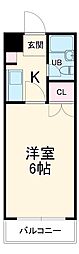 エスポワール柿生 2階ワンルームの間取り