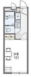 レオパレス上台 2階1Kの間取り