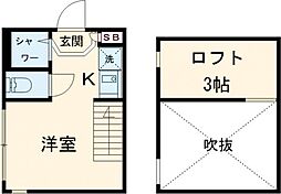 ハーモニーテラス西小岩V 1階ワンルームの間取り