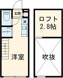 ハーモニーテラス西小岩V 2階ワンルームの間取り
