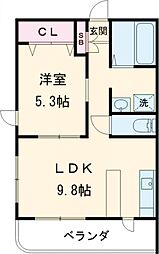 Ｔ．Ｋマンション 2階1LDKの間取り