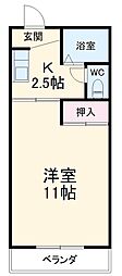 名鉄三河線 吉浜駅 徒歩13分の賃貸アパート 2階1Kの間取り