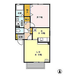 メゾン・ド・クロシェット　Ｃ 2階1LDKの間取り