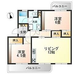 岩成台西団地分譲住宅510棟 3階2LDKの間取り