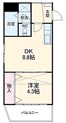 ベルピアデュエット高根公団2−1 2階1LDKの間取り