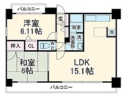 東京メトロ東西線 行徳駅 徒歩8分の賃貸マンション 7階2LDKの間取り
