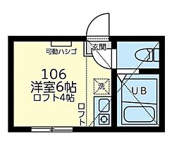 ユナイトさくらスタンダール 106 1階ワンルームの間取り