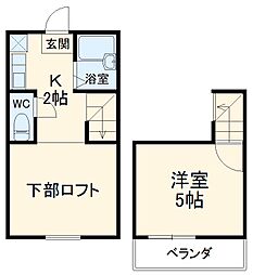 コートブリーズ 1階1Kの間取り