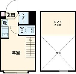 ハーモニーテラス高井戸西 2階ワンルームの間取り