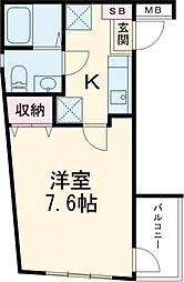 東武東上線 東武練馬駅 徒歩4分の賃貸マンション 2階1Kの間取り