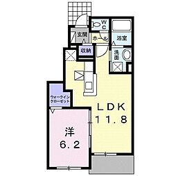 ケインズコートII 1階1LDKの間取り
