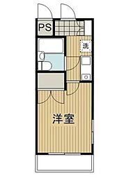 JR横浜線 相模原駅 徒歩5分の賃貸マンション 1階1Kの間取り