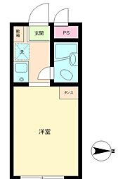 フラットミワ 3階1Kの間取り