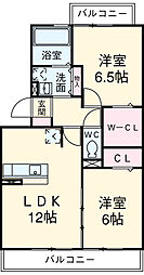 JR東海道本線 岡崎駅 バス6分 戸崎口下車 徒歩3分の賃貸アパート 3階2LDKの間取り