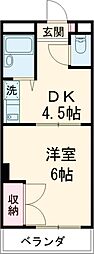 メイプルエイト 4階1DKの間取り
