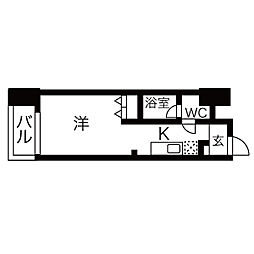 名古屋市営名港線 六番町駅 徒歩6分の賃貸マンション 4階1Kの間取り