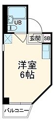 名鉄常滑線 豊田本町駅 徒歩7分の賃貸マンション 2階ワンルームの間取り
