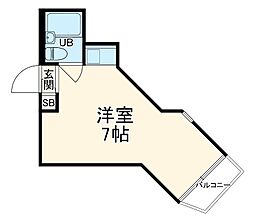 プレスイン豊 4階ワンルームの間取り