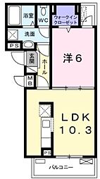 フォンテ・ピアット 3階1LDKの間取り