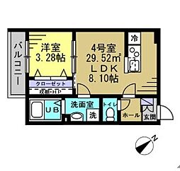 ＡＪ津田沼V 2階1LDKの間取り