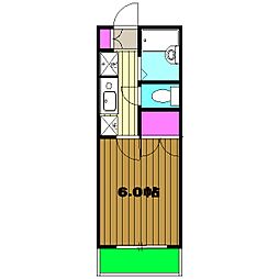 サンエスコート所沢 3階1Kの間取り