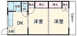 EastPost黒野 2DKの間取図画像