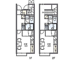 レオパレスグランメール 1Kの間取図画像