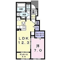 ミルハピネスA 1LDKの間取図画像