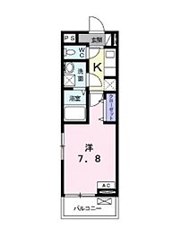 風みどりの家 1階1Kの間取り
