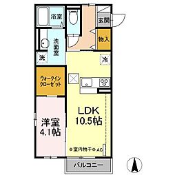 リバーサイドS 1LDKの間取図画像