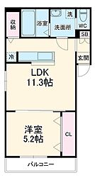 アンソレイユ大久保 3階1LDKの間取り