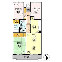 JR常磐線 新松戸駅 バス7分 ユーカリ前下車 徒歩3分の賃貸マンション 3階3LDKの間取り